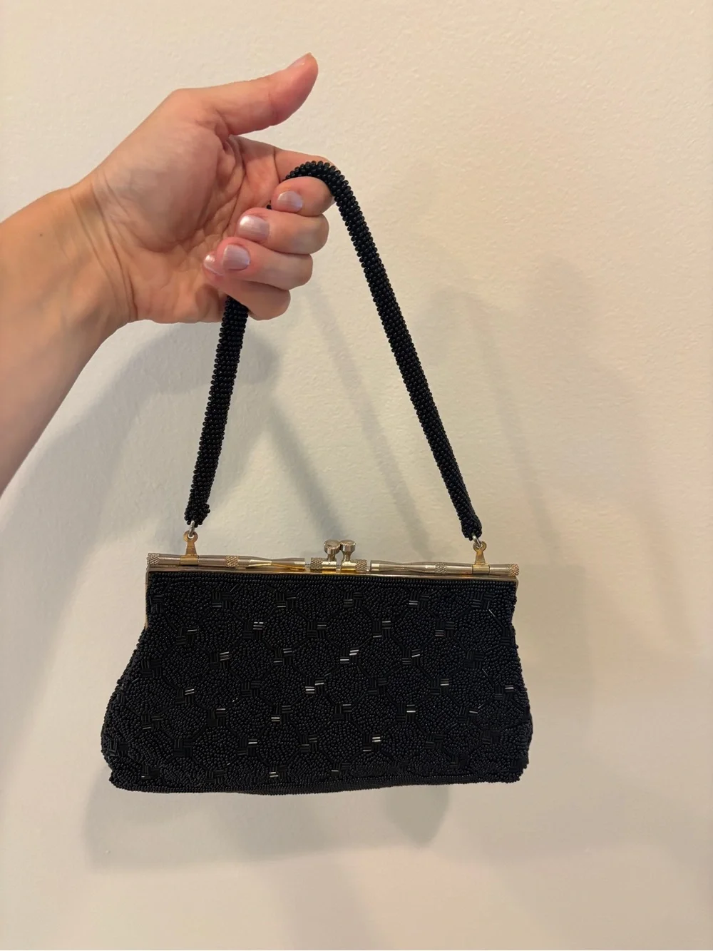 Vintage Black Beaded Handbag